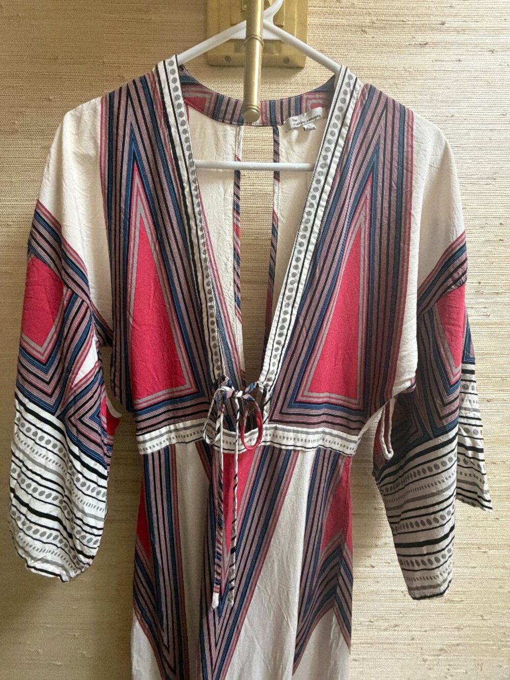 The Clothing Company Boho Geometric Maxi Dress Kimono Sleeve S